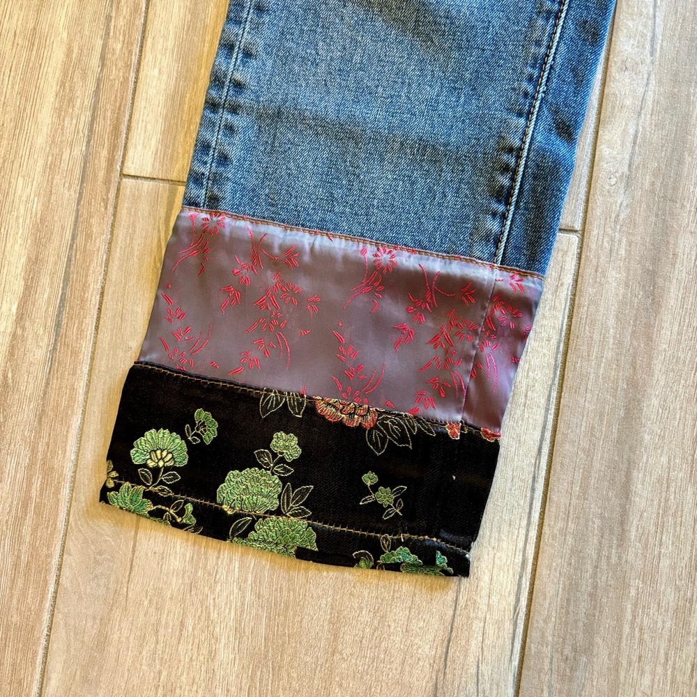 Pilcro and the Letterpress Blue Boyfriend Jeans with Floral Cuffs - Picture 5 of 7